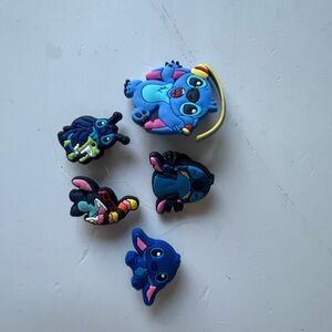 Disney Blue Stitch Character Shoe Charms Set with Pink & Yellow Accents